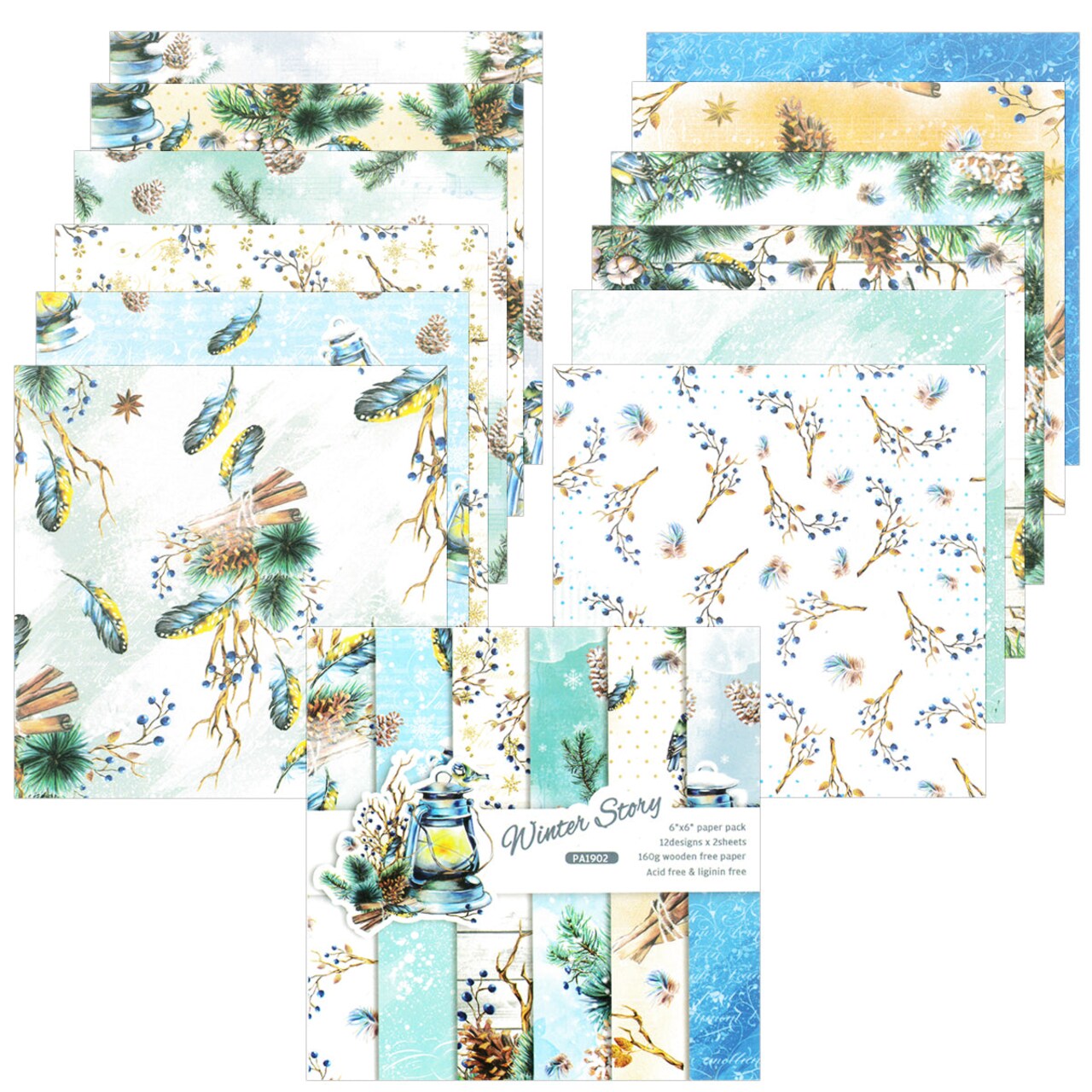 Wrapables 6x6 Decorative Single-Sided Scrapbook Paper for Arts & Crafts Projects, Scrapbooking, Card-Making